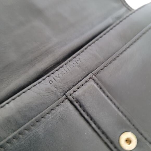 Givenchy Envelope Card Bill Holder Black Wallet Leather Vintage Clasp Large - Picture 4 of 15